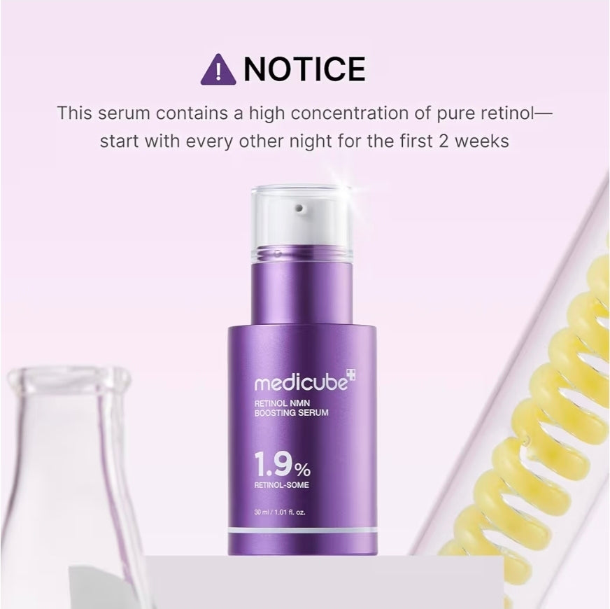 medicube Retinol Boosting Serum - Intensive Firming, Hydration & Plumping Care with Retinol, Peptides & Vitamins, Pore-Refining, Smooth Radiant Skin