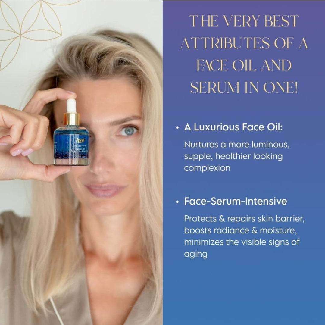 ieró Beauty Moonkissed Radiant Skincare Restorative Serum Oil - Face Moisturizers,  Hydrating Face Oil Treatment, Anti Aging, Restore Suppleness All Skin Types, Made in Italy