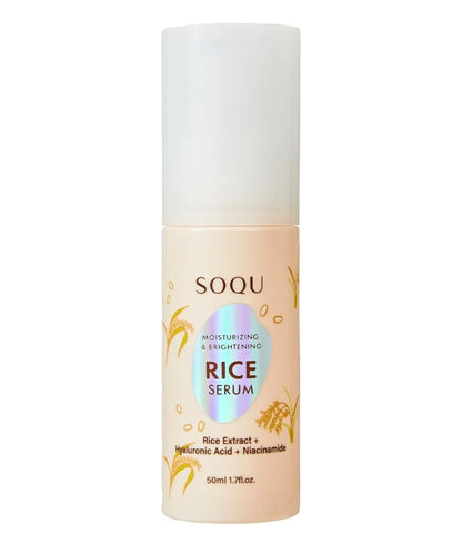 SOQU Moisturizing and Brightening Rice Serum - Moisturizing Facial Rice Serum - With Niacinamide and Hyaluronic Acid - Hydrating, Lightweight Texture, Quick Absorption