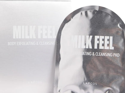 LAPCOS Milk Feel Body Exfolator - Single Use Mitt to Remove Dead Skin and Cleanse - Deep Exfoliation for Body, AHA & BHA Hydrody Acids to Reveal Smooth Skin