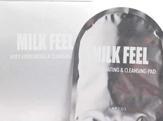 Exfoliante corporal Milk Feel de LAPCOS: guante de un solo uso para eliminar la piel muerta y limpiar. Exfoliación profunda para el cuerpo, con ácidos hidrodinámicos AHA y BHA para una piel suave.