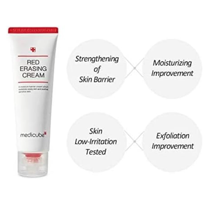 medicube Red Erasing Cream 2.0 - Non-comedogenic cream formulated for sensitive, acne-prone skin to reduce redness and hyperpigmentation while repairing the skin barrier