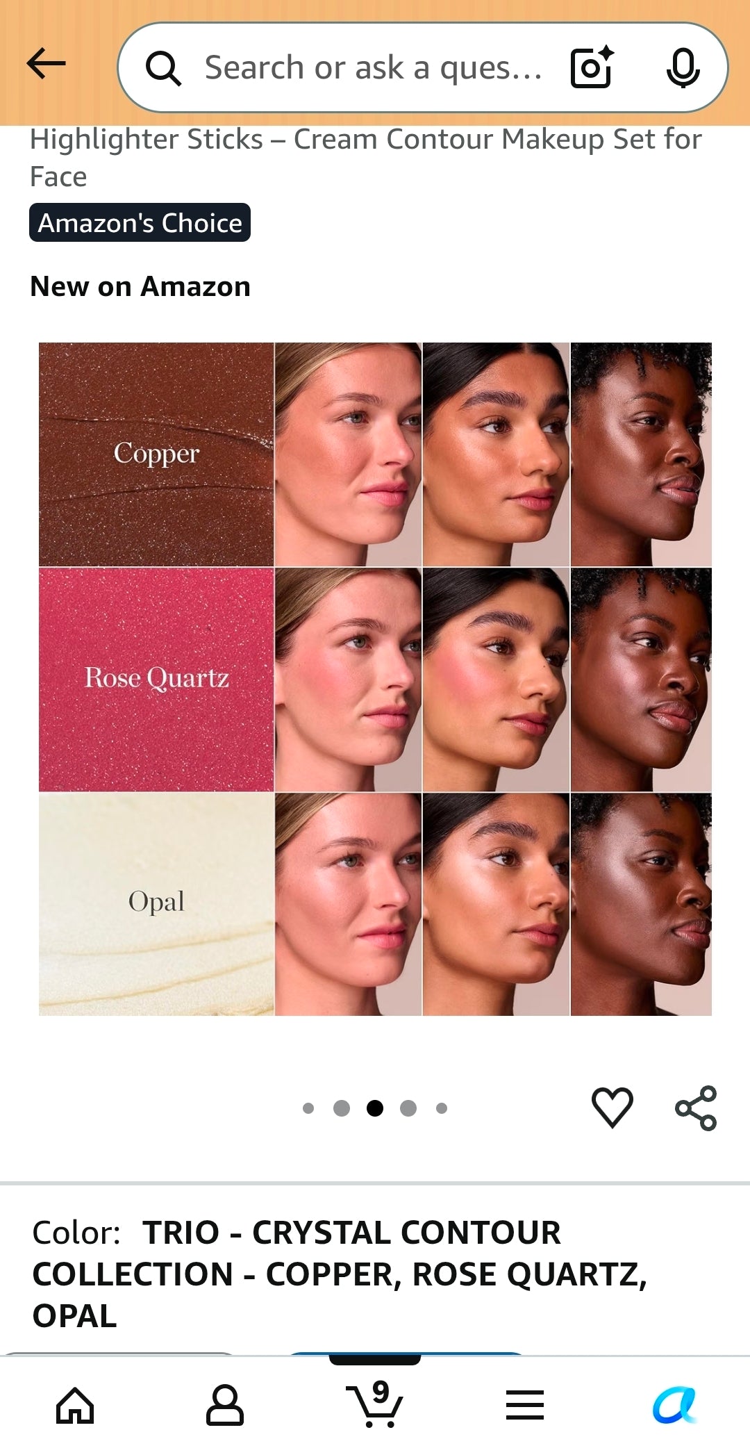 Ogee Crystal Contour Collection – Certified Organic Makeup Collection Stick Trio with Bronzer, Professional Blush & Highlighter Sticks, Cream Contour Makeup Set for Face