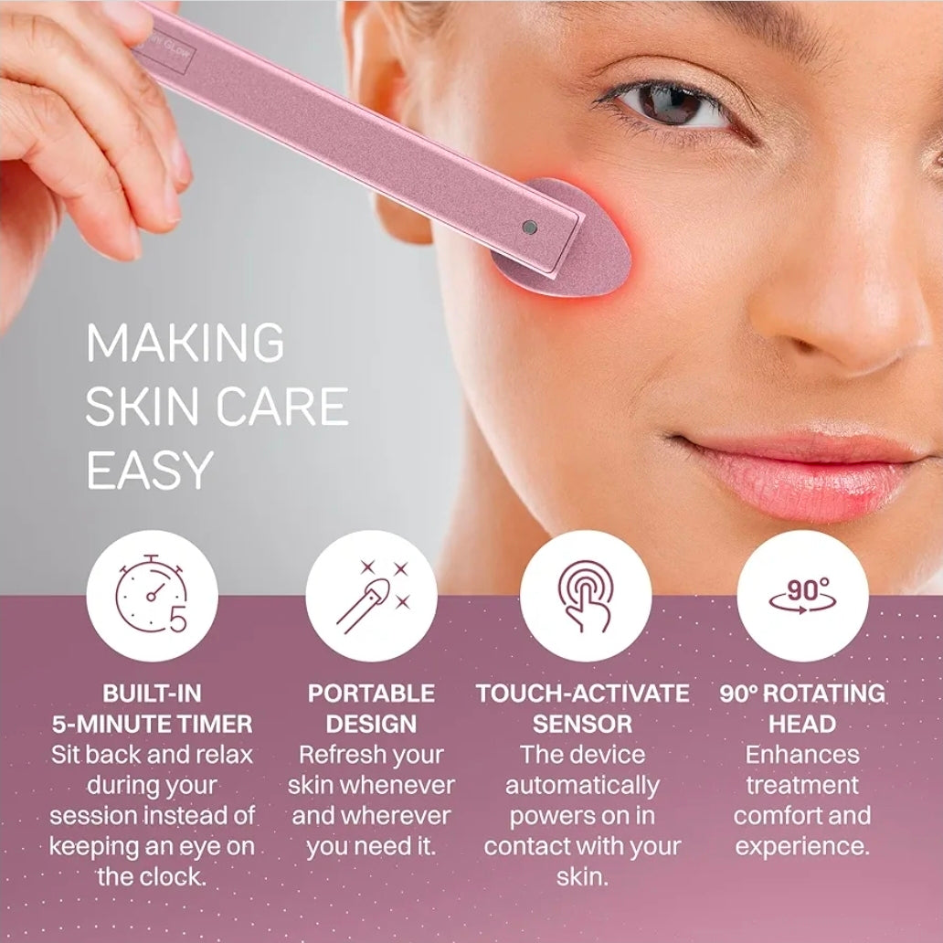 Lumina NRG Mini Glow PRO 5-in-1 LED Face Wand – Lifting, Tightening, Firming, Wrinkle & Facial Massager & Skincare Tool with Red & Blue Light, Gentle Warmth & Vibration