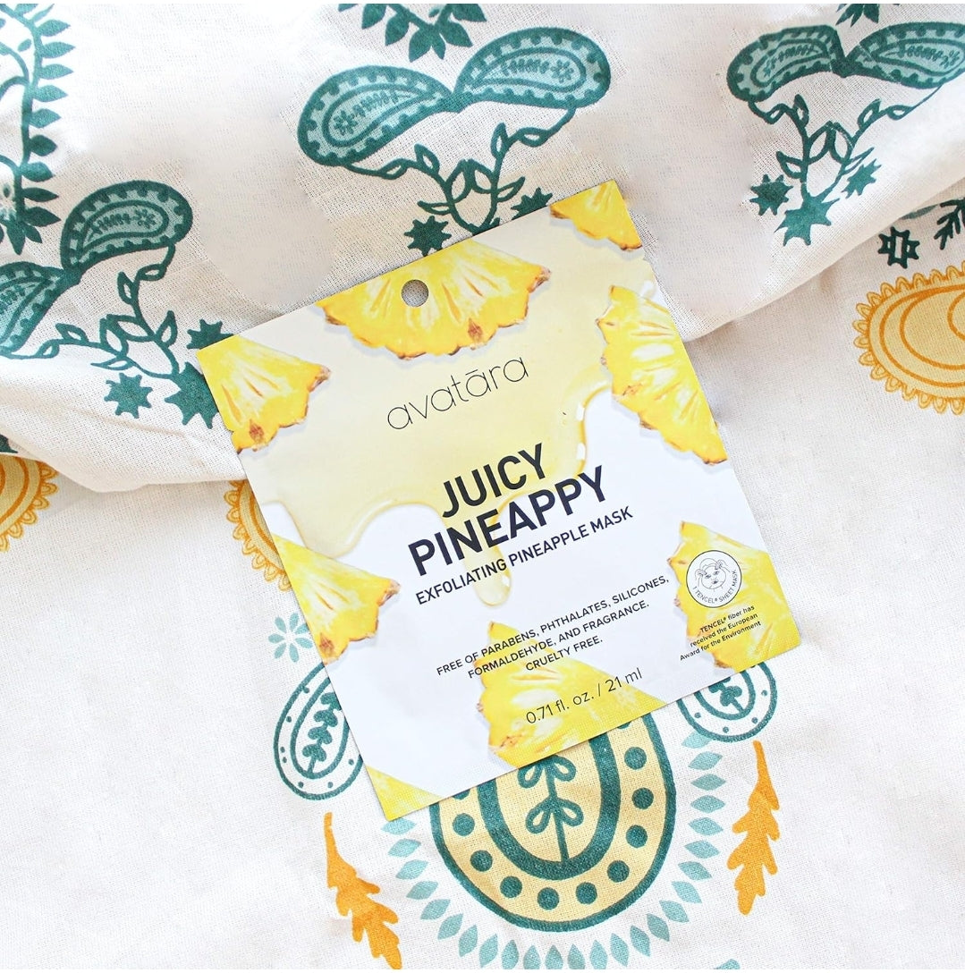 Mascarilla facial exfoliante de piña jugosa Avatara: el extracto de piña elimina suavemente las células muertas de la piel para una apariencia renovada. 1 mascarilla.