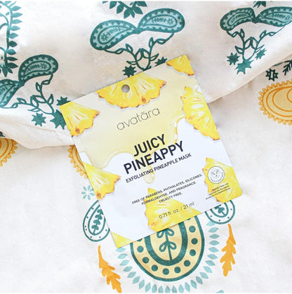 Mascarilla facial exfoliante de piña jugosa Avatara: el extracto de piña elimina suavemente las células muertas de la piel para una apariencia renovada. 1 mascarilla.