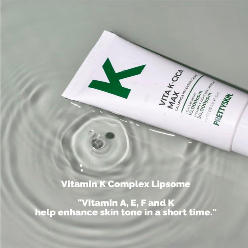 PRETTYSKIN Vita K-Cica Max Exosome Soothing Cream - 75% Centella Asiatica Extract, Vitamin K Complex, and Hyaluronic Acid – Gentle Hydration for Sensitive Skin