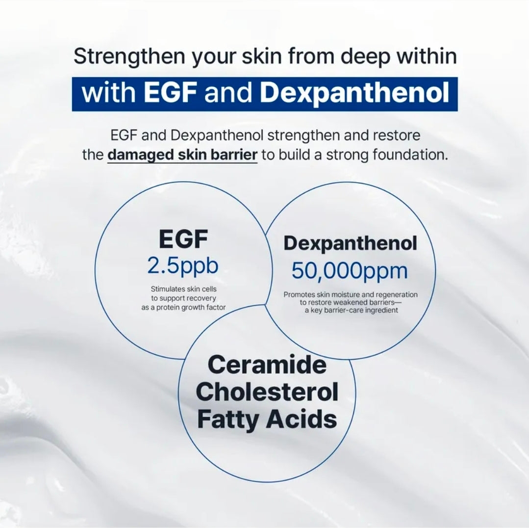 MILDLAB Blue Centella Derma Repair Cream - Contains 2.5 ppb EGF and 50,000 ppm Dexpanthenol to promote skin cell regeneration and sustained hydration