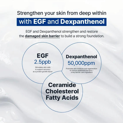 MILDLAB Blue Centella Derma Repair Cream - Contains 2.5 ppb EGF and 50,000 ppm Dexpanthenol to promote skin cell regeneration and sustained hydration