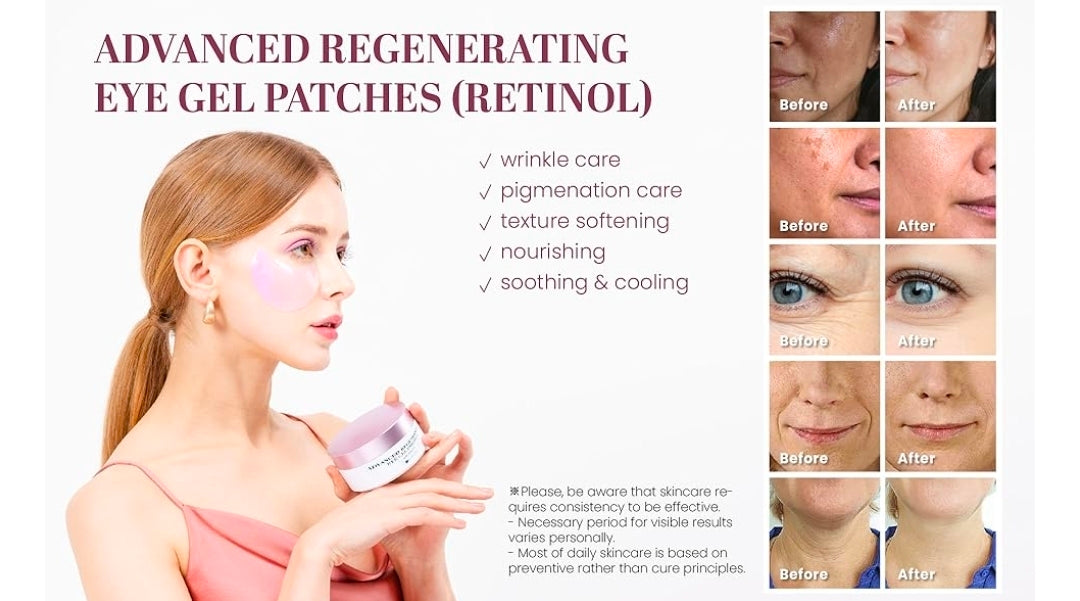 K-SECRET Retinol Advanced Regenerating Eye Gel Patches -  Under Eye Masks for Anti-Wrinkles, Anti-Aging, Dark Circles, Puffiness