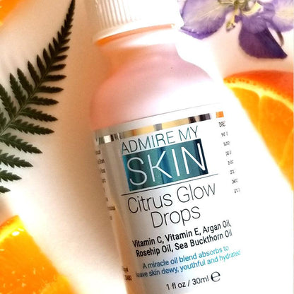 Admire My Skin Citrus Glow Drops - Vitamin C Oil, Improves fine lines, wrinkles, and hyperpigmentation, 
Restores dry dull skin to a healthy glow