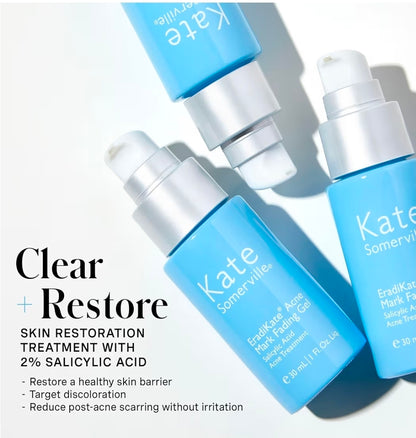Kate Somerville EradiKate Acne Mark Fading Gel - Salicylic Acid, Niacinamide, Prebiotic Complex, Acne Treatment - Visibly Reduces Acne Scars, Clears Skin & Prevents Breakouts, Clarifies, Protects