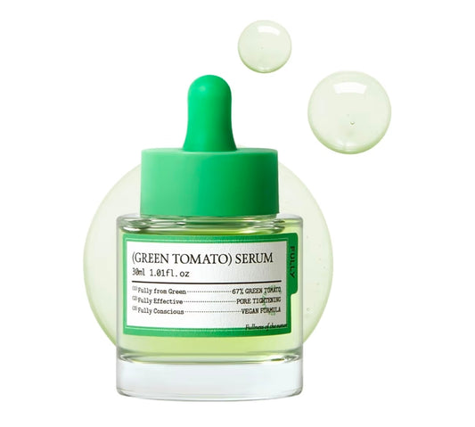FULLY Green Tomato Serum - Pore Tightening with 67% Green Tomato Extract, Vit C and PHA, Elasticity Boosting and Skin Moisturization, Fragrance Free, Vegan