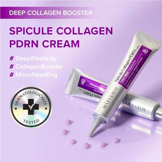Mary & May Spicule Collagen PDRN Cream - Korean Face Moisturizer with Marine Spicules & French Collagen - Plumping Barrier Elasticity Treatment, Ceramide Panthenol for Sensitive Skin