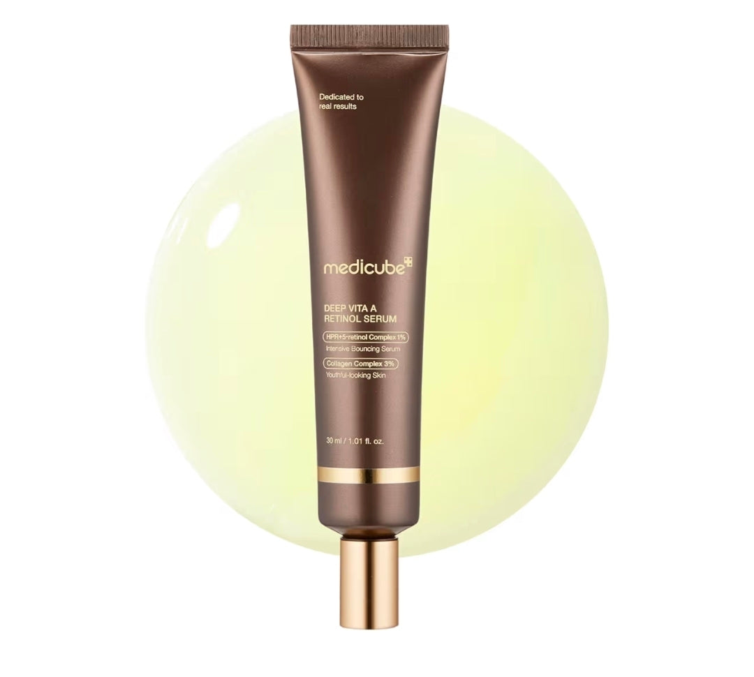 medicube Deep Vita A Retinol Serum - Anti-Aging Retinol & Bakuchiol - Targets Fine Lines, Uneven Skin Tone, Blemish Scars