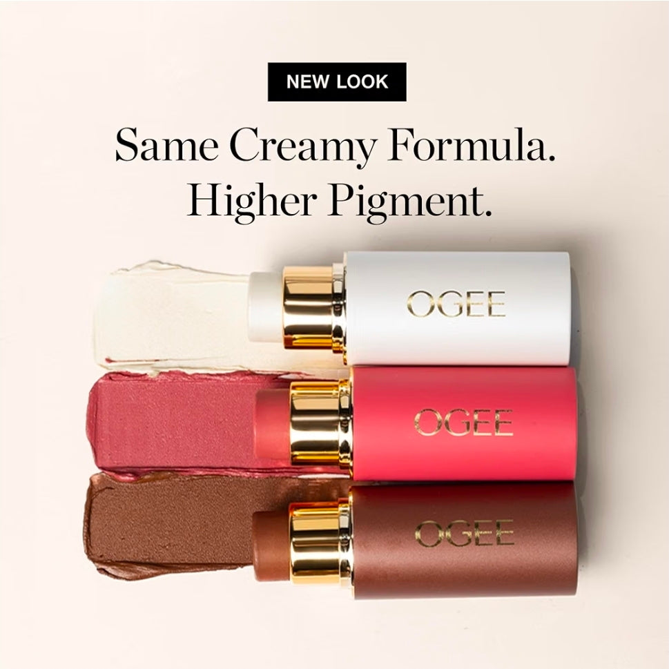 Ogee Crystal Contour Collection – Certified Organic Makeup Collection Stick Trio with Bronzer, Professional Blush & Highlighter Sticks, Cream Contour Makeup Set for Face