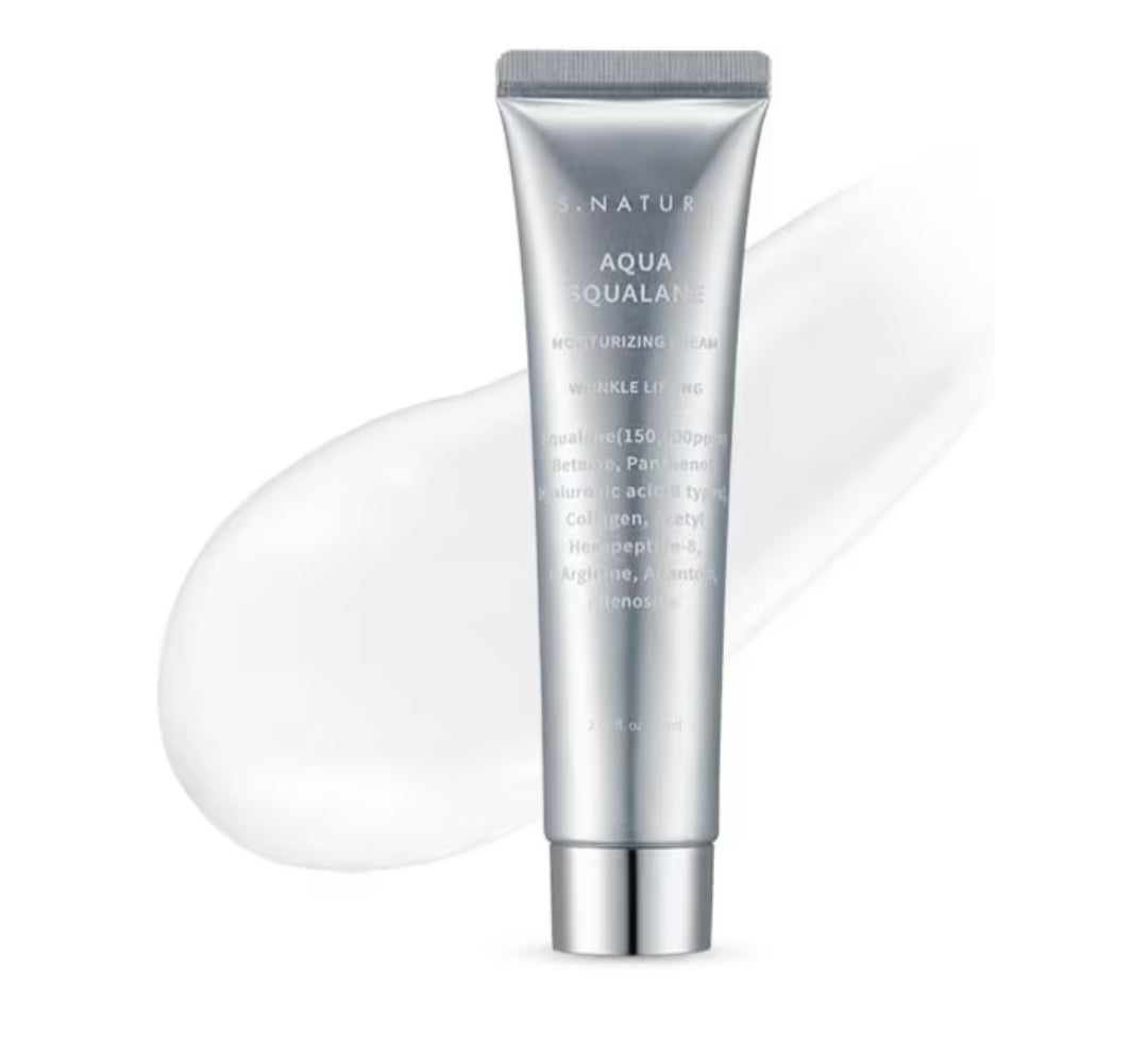 S. Nature AQUA SQUALANE MOISTURIZING CREAM - Face Moisturizer for Dry and Sensitive Skin, Vegetable Squalane 150,00ppm, Long-lasting Hydration, Pore Care Cream
