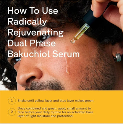 Acure Radically Rejuvenating Dual Phase Bakuchiol Serum - Bakuchiol Oil Serum for Face, Anti Aging Retinol Alternative for Wrinkles & Fine Lines, Cold Pressed Botanical Oils, Vegan