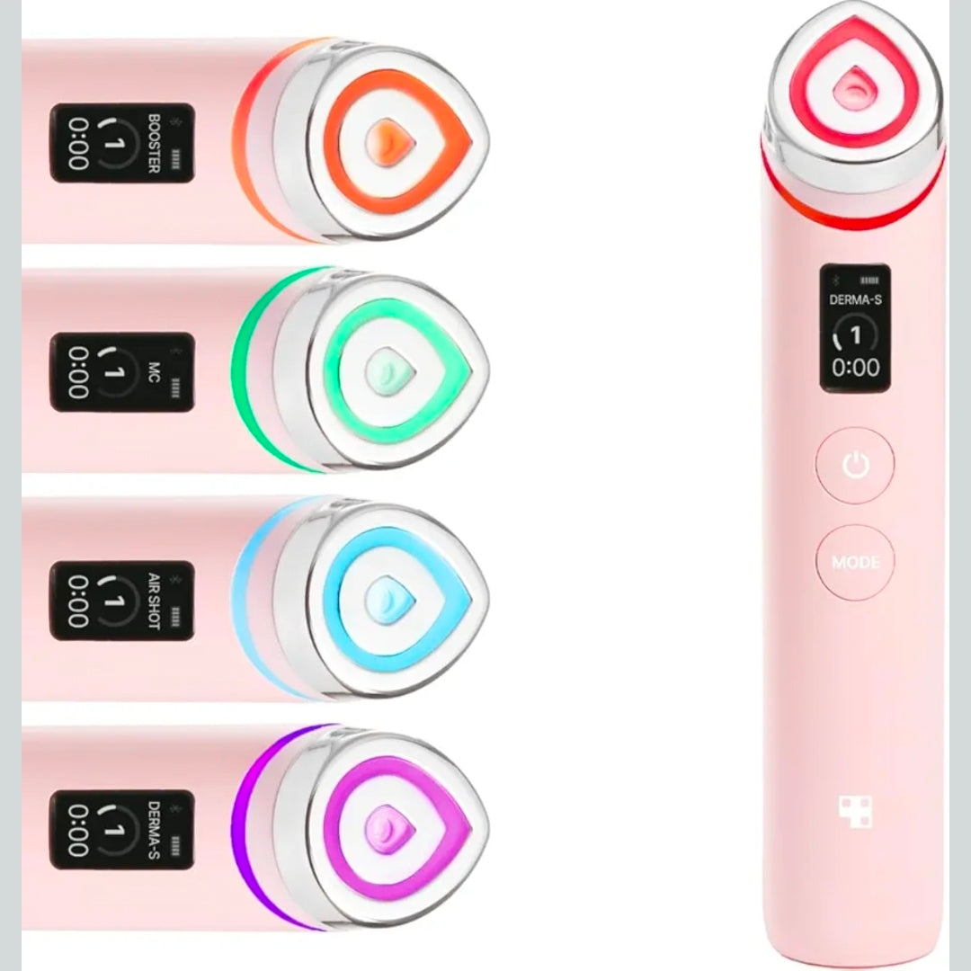 medicube Booster Pro Pink - 6 in 1 Real Glass Glow Beauty Massager for Clear, Radiant, Firmer-Looking Skin