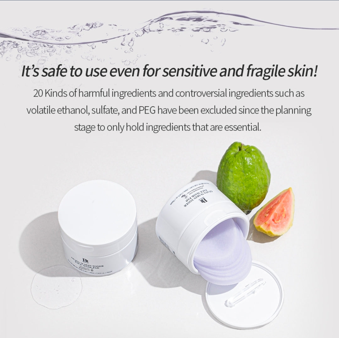 Benton Guava 70 Skin Toner Face Mask Pad - Moisturizer Hyaluronic Acid Soothing Calming Relief for Dry Sensitive, All Skin Types Dewy Luminous Skin, Non-Drying 70 Toner Pads