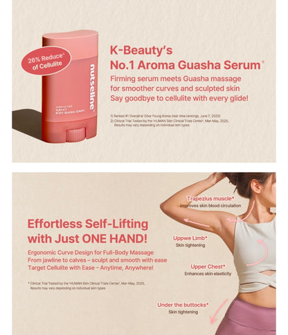 Nutseline Slim Fit Gua Sha Serum – Korean Beauty Firming & Contouring Body Serum with Aromatherapy & Nut Extracts – Lightweight Lotion Texture for Sculpted Skin from Jawline to Calves