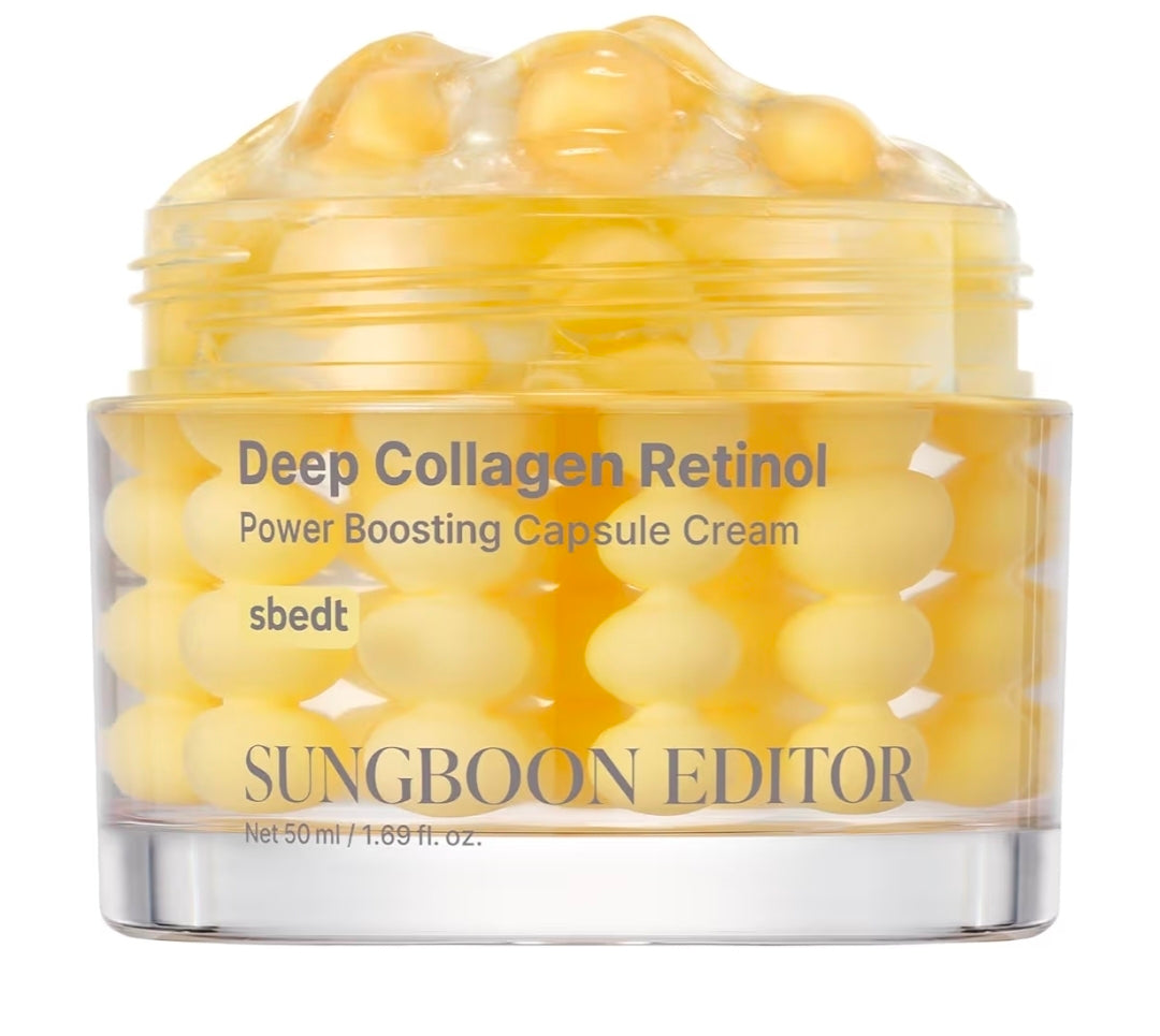 SUNGBOON EDITOR Deep Collagen Retinol Capsule Cream, For Fine Lines and Dry Skin, White Spicules + Collagen + Retinol, Korean Skincare