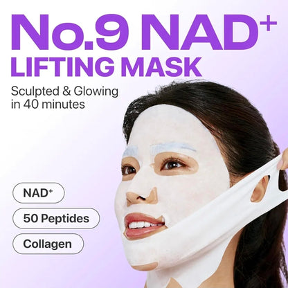 numbuzin No.9 NAD+ BIO Lifting Full Face Mask - Peptide & Collagen Two-Piece Firming Mask for a Smooth, Defined-Looking Skin Finish, 1 Mask