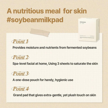 Mixsoon Soybean Milk Pad - Milky Texture Sheet Pad for Sensitive Skin Nourishing Moisturizer - 1 Pack (3 Sheets)