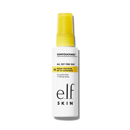 ELF SKIN All Set For Sun SPF 45 - Spray fijador para maquillaje de larga duración, ligero y no graso