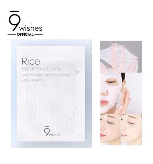 9 Wishes Rice Water Sheet Mask - Packed with vitamins and antioxidants that moisturize and soothe the skin - 1 Mask