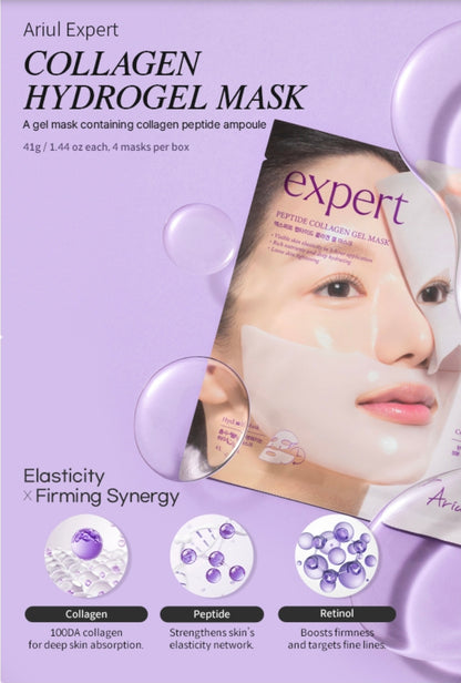 Ariul Expert Peptide Collagen Hydrogel Mask - 3 Types of Low-Molecular Collagen, 3 Types of Retinol, 4 Types of Hyaluronic Acid, 5 Types of Peptides, Anti-Aging Firming & Elasticity Care