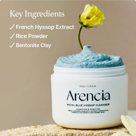 Arencia Fresh Blue Hyssop Rice Mochi Cleanser  - Brightening & Deep Cleansing, Exfoliator, Acne-Prone Skin & Blackheads