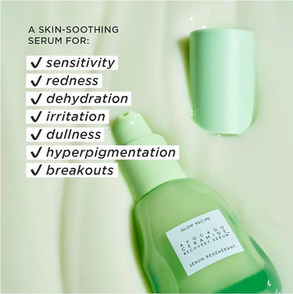 Glow Recipe Avocado Ceramide Serum - Soothing, Hydrating Face Serum for Redness Relief & Skin Barrier Repair - Lightweight, Milky Serum for Dry, Sensitive Skin