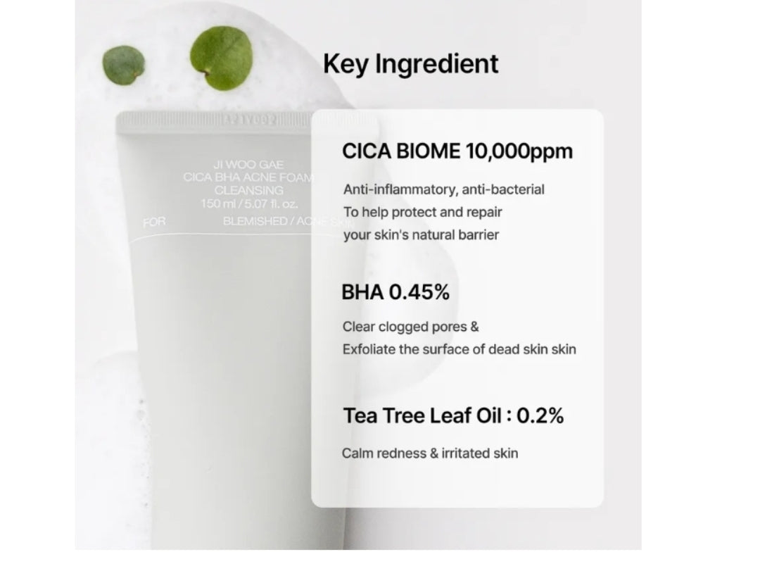 Celimax Ji Woo Gae Cica BHA Acne Foam Cleansing - Formulated to target acne and soothe skin irritation without stripping the skin of its natural moisture