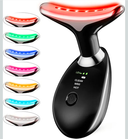Neck & Face Massager Face Sculpting Tool 7 LED Color Modes Treatment and Vibration - Improves skin appearance, relaxation