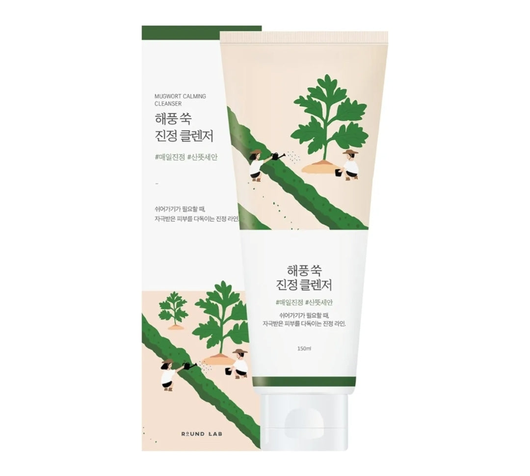 Round Lab Mugwort Calming Cleanser - Cleanse and calm simultaneously, Formulated with 4 CICA, Soothing, Low pH, Moisturizing, Cream Type Cleanser