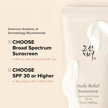 Beauty of Joseon Daily Relief Sunscreen - Face Sun moisturizing with Broad Spectrum SPF 40 - Korean Sunscreen