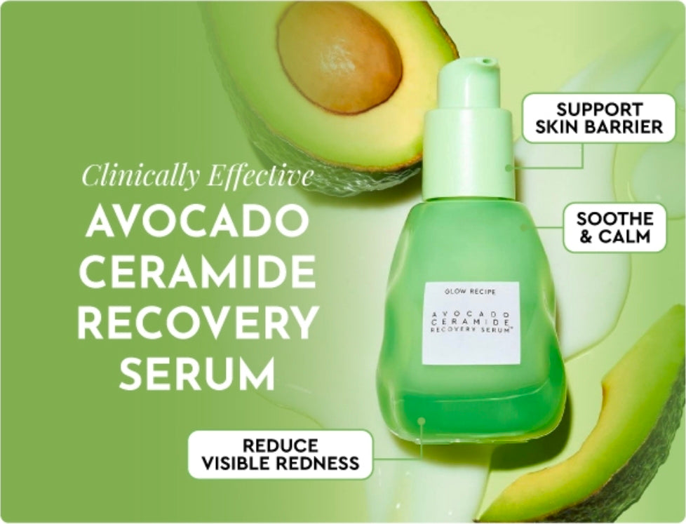 Glow Recipe Avocado Ceramide Serum - Soothing, Hydrating Face Serum for Redness Relief & Skin Barrier Repair - Lightweight, Milky Serum for Dry, Sensitive Skin