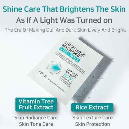 APLB Glutathione Niacinamide Sheet Mask - Moisturizing, Anti-aging, Exfoliation - 1 Mask