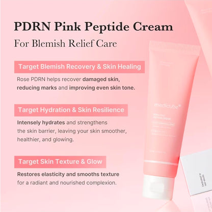 medicube PDRN Pink Peptide Cream - PDRN Hyaluronic Moisturizing Cream - Blemish Recovery, Relief & Hydrating Care, Restores Skin Elasticity & Glow, Evens Skin