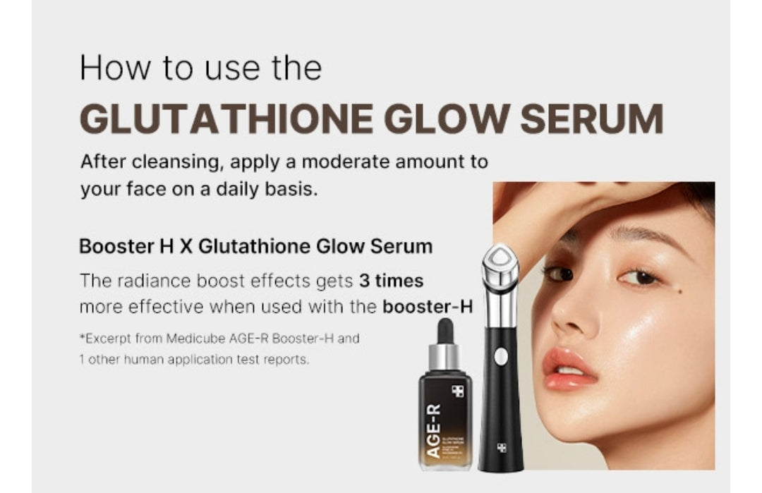 medicube AGE-R Glutathione Glow Serum - Antioxidant & Elasticity Care Serum for 24Hr Pure Radiance, Daily Use for Youthful Skin