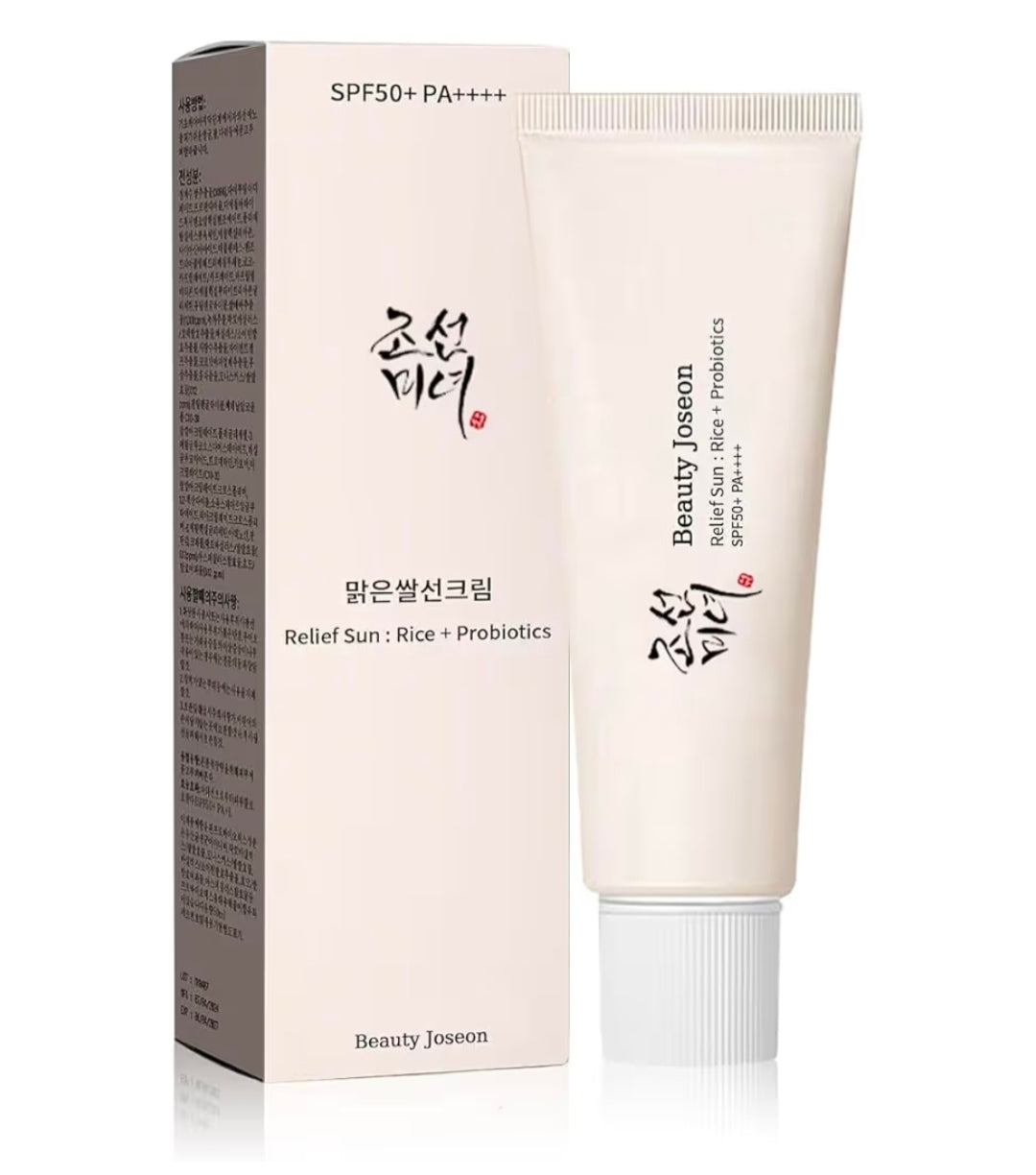 Protector solar orgánico coreano Beauty of Joseon Relief Sun con FPS 50+, arroz PA++++ y probióticos - Protector solar coreano