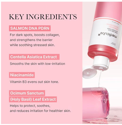 medicube PDRN Pink Cica Soothing Toner - Salmon DNA PDRN CICA Soothing Toner, Lightweight & Watery for Skin Boosting, Soothing and Calming, Uneven Skin Tone Care with Peptide & Niacinamide