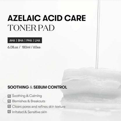 VT COSMETICS Azelaic Acid Care Cica Exosome Toner Pad - Dual Textured Facial Toner Pads for Exfoliation and Pore Care with AHA/BHA/PHA/LHA, Cica Exosome for Calming & Hydrating