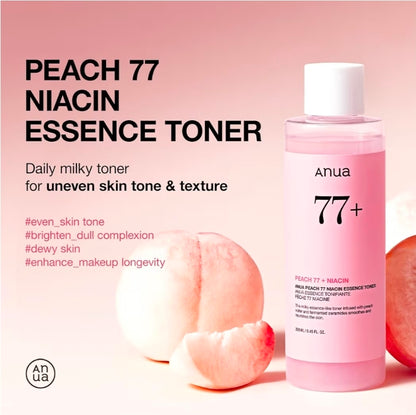 Anua Peach 77 Niacin Essence Toner - Brightening Toner for Face, Niacinamide, Panthenol, Ceramides
