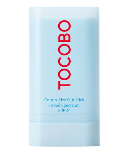 Tocobo Cotton Airy Sun Stick FPS 50 de amplio espectro - Protector solar mate en barra para rostro - Bloqueador solar con control de sebo - Vegano, ligero