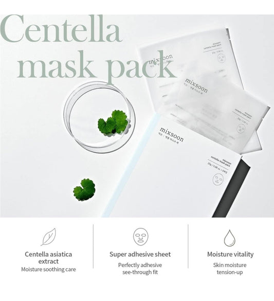 Mixsoon Centella Mask - Soothes and hydrates sensitive, irritated skin - 1 Mask