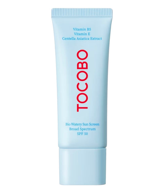 Tocobo Bio Watery Sunscreen SPF 50 Broad Spectrum Korean Facial Sun Cream with Hyaluronic Acid - Lightweight Daily Face Sunblock Lotion - Vegan, Hypoallergenic, Oxybenzone-Free