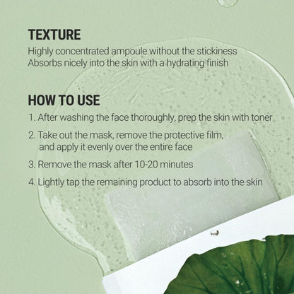 ROVECTIN Lotus Sheet Mask -  Calming / Sensitive Packed with Lotus Flower Extract For Soothing and Long Lasting Hydration - 1 Mask