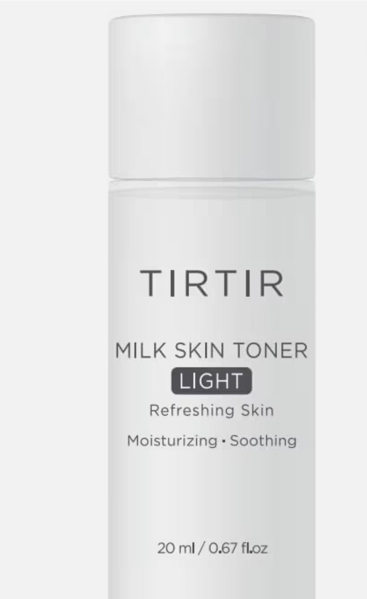 TIRTIR Travel Set - Korean Mini Glow Routine - TIRTIR Ceramic Milk Ampoule (0.33Oz) + TIRTIR Hydro Boost Enzyme Cleansing Balm (0.30oz) + TIRTIR Milk Skin Rice Toner Light (0.67oz) + 9 Wishes Rice Mask (1)